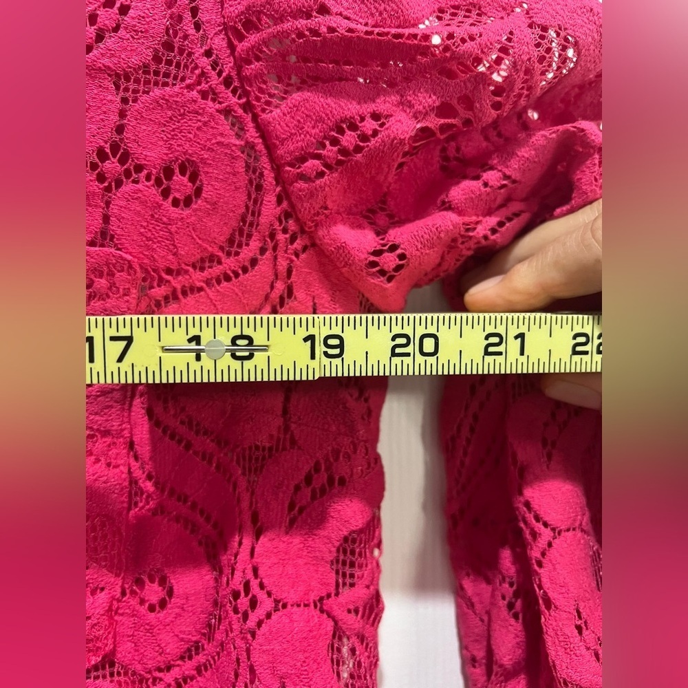 Anthropologie Fuchsia Lace Button-Down Shirt - Picture 7 of 7